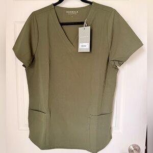 Mandala Two Pocket Scrub Top Olive Green